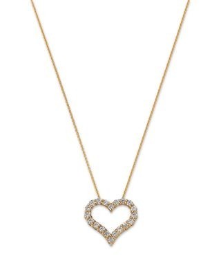 Bloomingdale's Fine Collection Diamond Open Heart Pendant Necklace in 14K Yellow Gold, 0.50 tcw