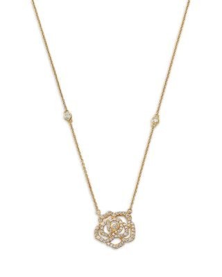Bloomingdale's Fine Collection Diamond Flower Necklace in 14K Yellow Gold, 0.50 tcw