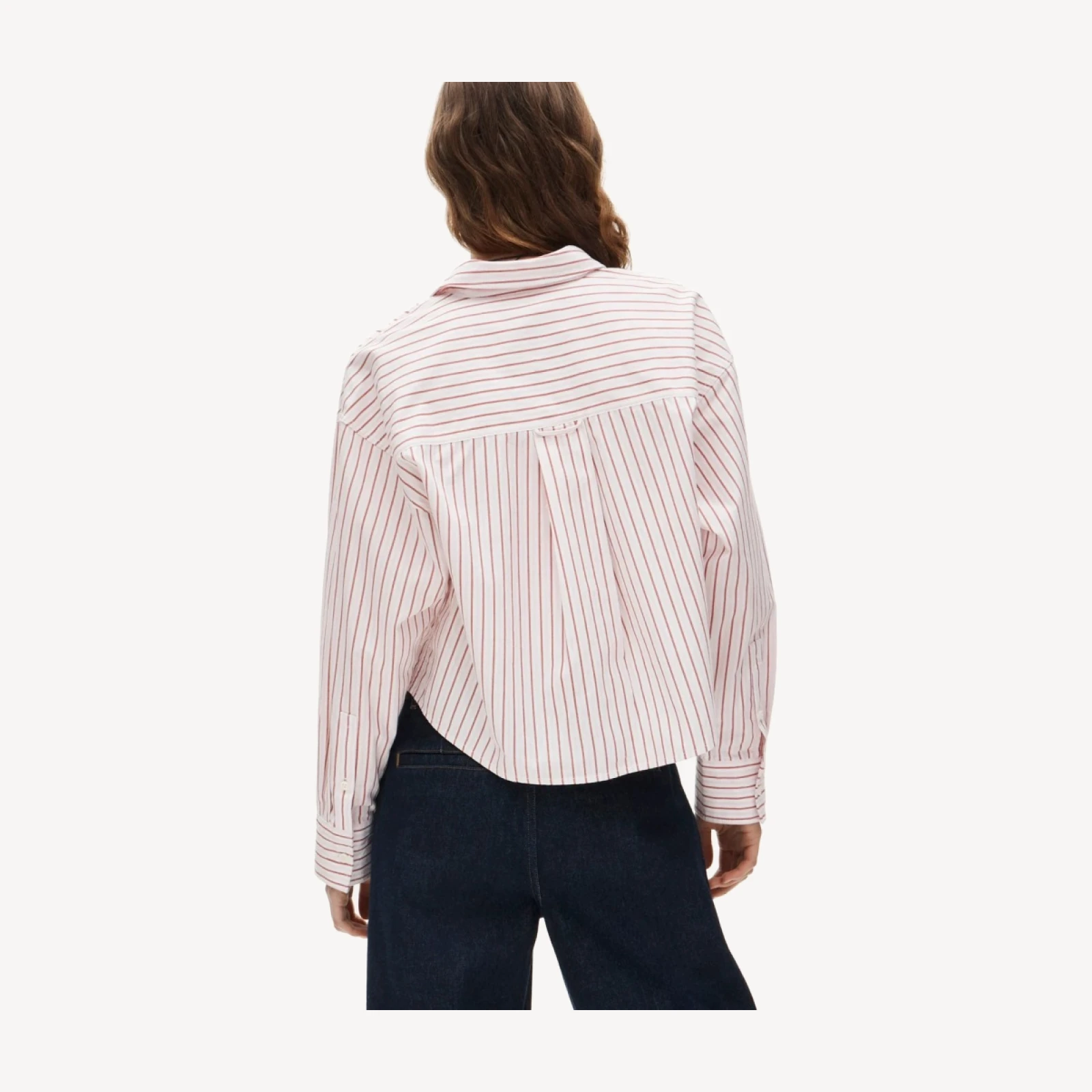 Étienne cropped button-up shirt in striped cotton poplin