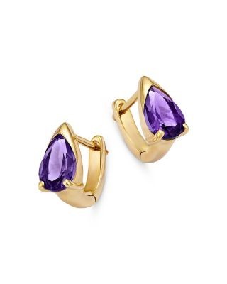 Bloomingdale's Fine Collection London Blue Topaz Pear Huggie Hoop Earrings in 14K Yellow Gold