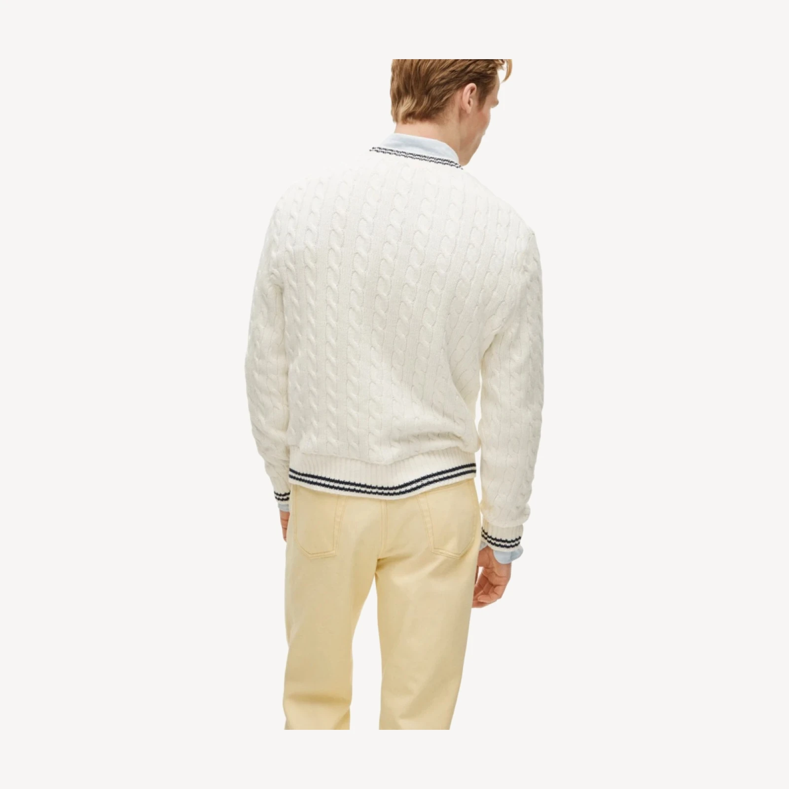 Heritage cotton tipped cable-knit sweater