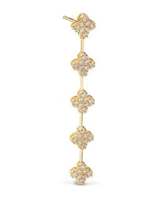Bloomingdale's Fine Collection Diamond Clover Cluster Linear Drop Earrings in 14K Yellow Gold, 0.50 tcw