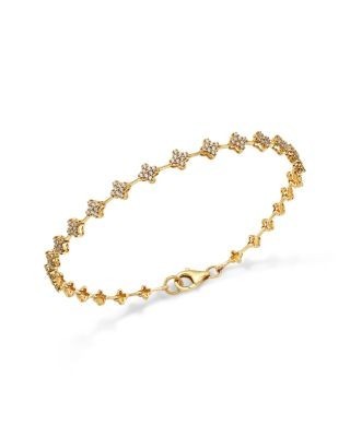 Bloomingdale's Fine Collection Diamond Clover Cluster Station Bracelet in 14K Yellow Gold, 0.50 tcw