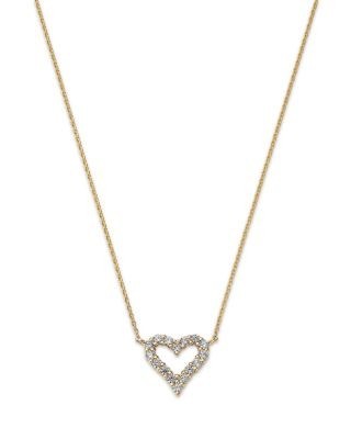 Bloomingdale's Fine Collection Diamond Heart Pendant Necklace in 14K Yellow Gold, 0.16 tcw