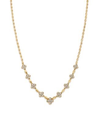 Bloomingdale's Fine Collection Diamond Clover Station Necklace in 14K Yellow Gold, 1.0 tcw