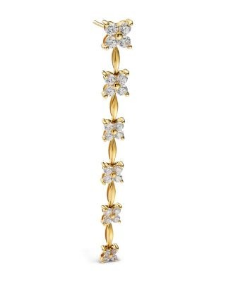 Bloomingdale's Fine Collection Diamond Flower Quad Cluster Graduated Linear Drop Earrings in 14K Yellow Gold, 1.75 tcw