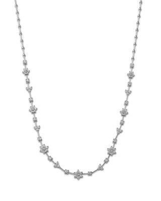 Bloomingdale's Fine Collection Diamond Flower Necklace in 14K White Gold, 3.0 tcw