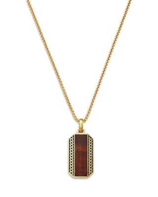 Bloomingdale's Fine Collection Men's Tiger Eye Pendant Necklace in 14K Yellow Gold, 22