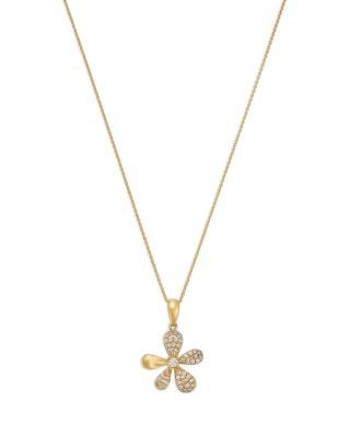 Bloomingdale's Fine Collection Diamond Pave Flower Pendant Necklace in 14K Yellow Gold, 0.25 tcw