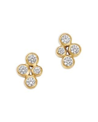 Bloomingdale's Fine Collection Diamond Bezel Cluster Stud Earrings in 14K Yellow Gold, 0.25 tcw
