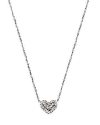 Bloomingdale's Fine Collection Diamond Pave Heart Pendant Necklace in 14K White Gold, 0.25 tcw