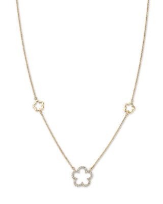 Bloomingdale's Fine Collection Diamond Flower Pendant Necklace in 14K Yellow Gold, 0.15 tcw