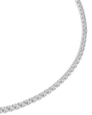Bloomingdale's Fine Collection Diamond Cluster Tennis Necklace in 14K White Gold, 5.0 tcw