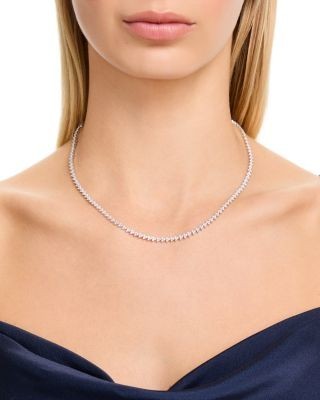 Bloomingdale's Fine Collection Diamond Cluster Tennis Necklace in 14K White Gold, 5.0 tcw