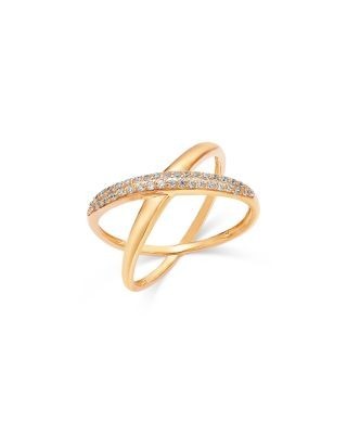 Bloomingdale's Fine Collection Diamond Micro Pave Crossover Ring in 14K Yellow Gold, 0.15 tcw