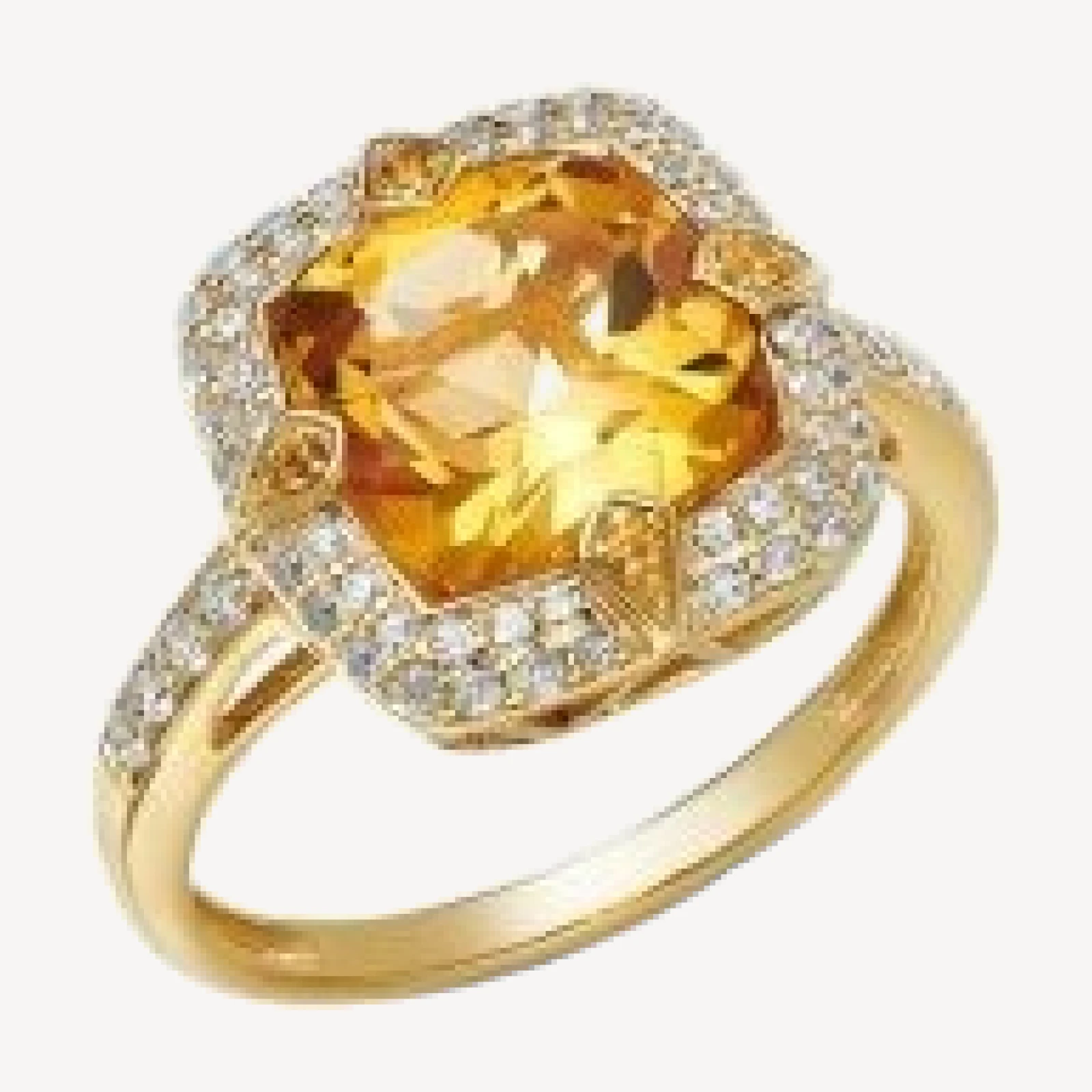 Bloomingdale's Fine Collection Citrine & Diamond Halo Ring in 14K Yellow Gold