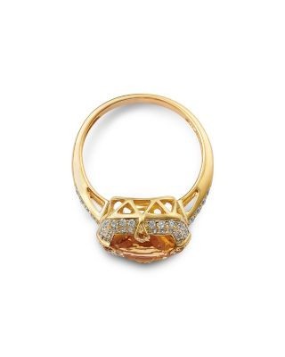 Bloomingdale's Fine Collection Citrine & Diamond Halo Ring in 14K Yellow Gold