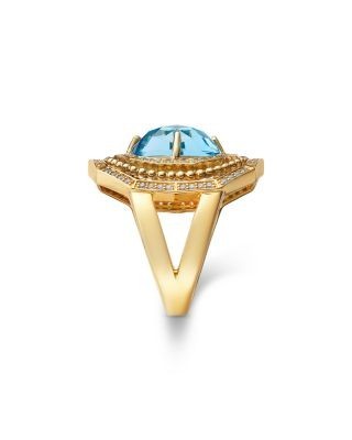 Bloomingdale's Fine Collection Blue Topaz & Diamond Art Deco Ring in 14K Yellow Gold