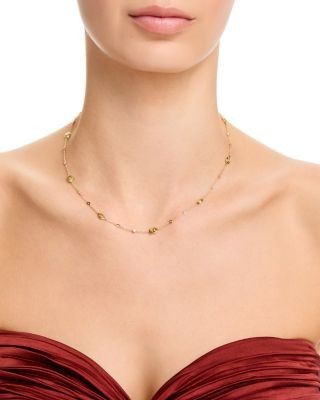 Bloomingdale's Fine Collection Peridot Bezel & Diamond Station Necklace in 14K Yellow Gold, 18