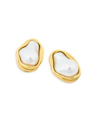 Aqua Orga Imitation Pearl Earrings - Exclusive