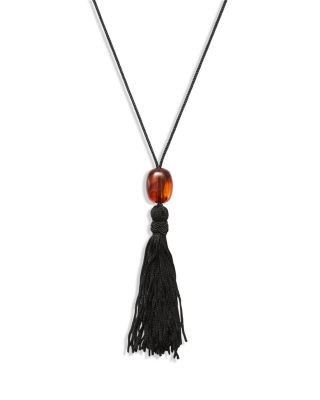 Aqua Tassel Cord Necklace, 44 - Exclusive