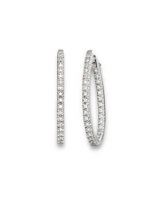 Inside Out Diamond Hoop Earrings in 14K White Gold, 0.50 tcw