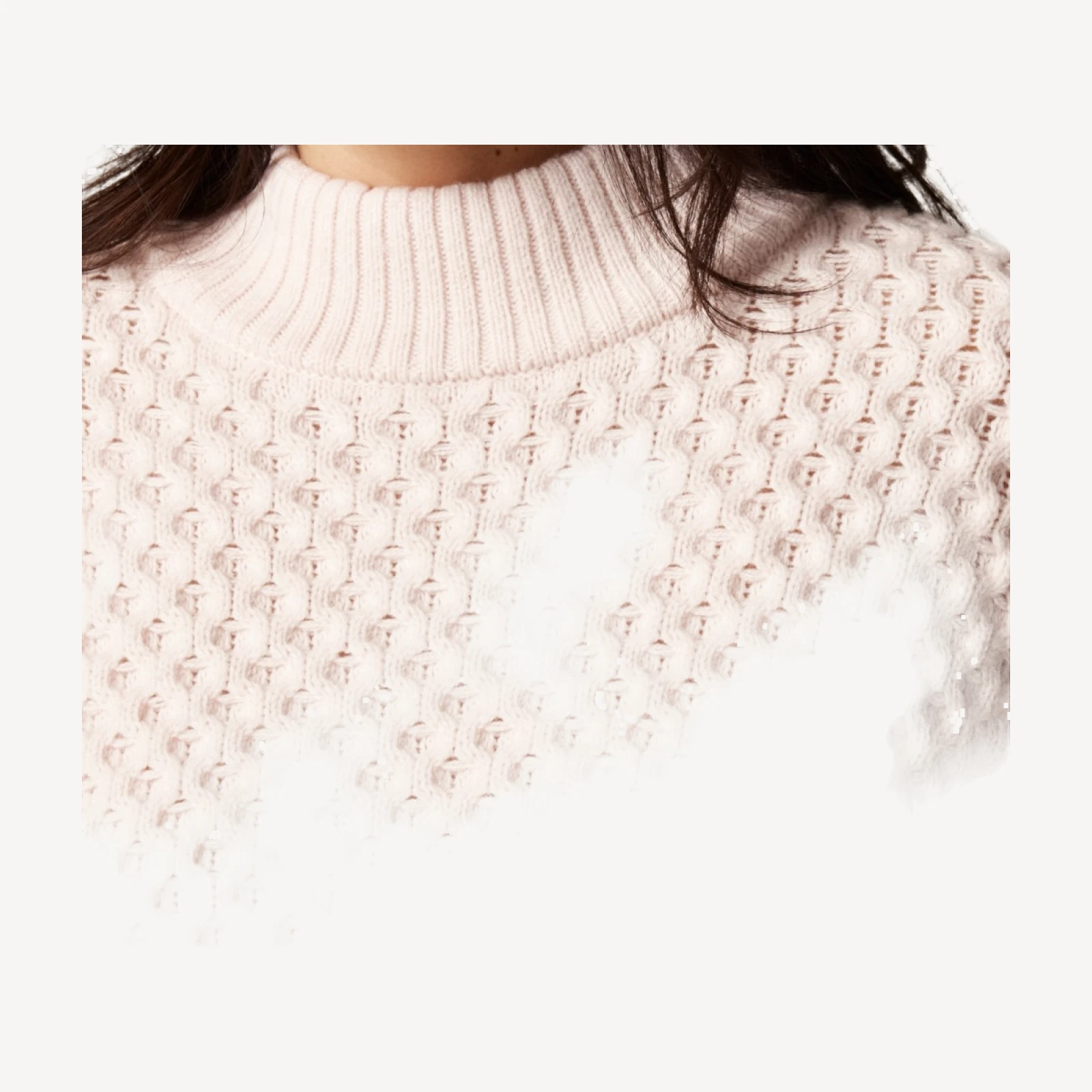 Honeycomb mockneck sweater in wool blend