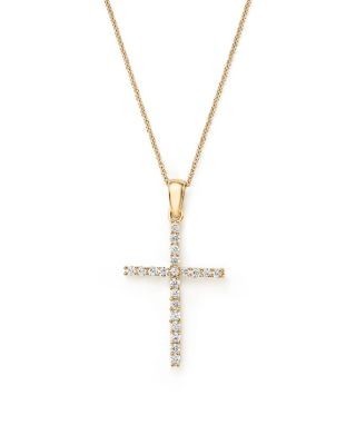 Diamond Cross Necklace in 14K Yellow Gold, 0.25 tcw