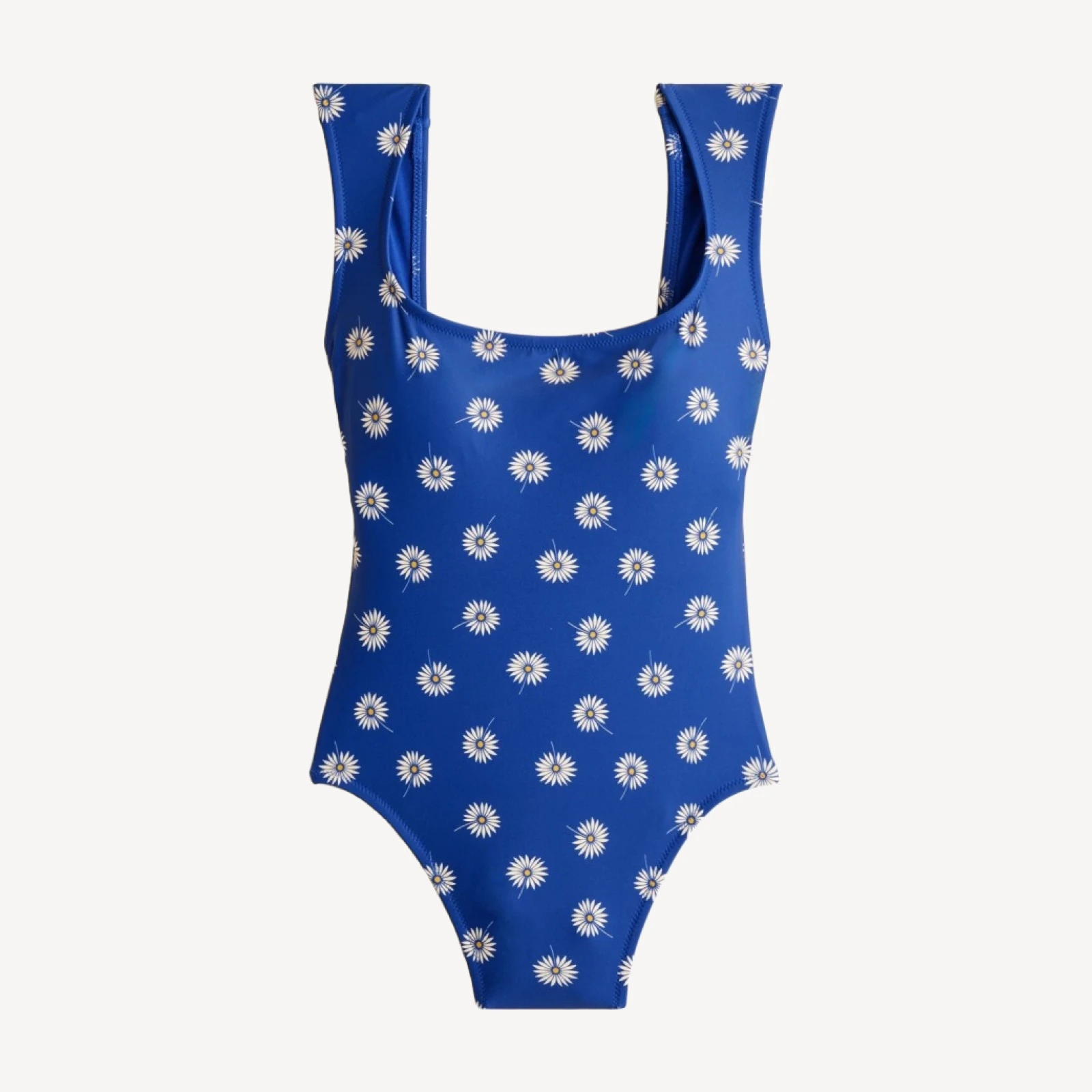 Cap-sleeve one-piece swimsuit in daisy print