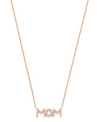 Bloomingdale's Fine Collection Diamond Mom Pendant Necklace in 14K Rose Gold, 0.08 tcw