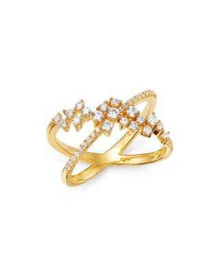 Bloomingdale's Fine Collection Diamond Crossover Cluster Ring in 14K Yellow Gold, 0.45 tcw