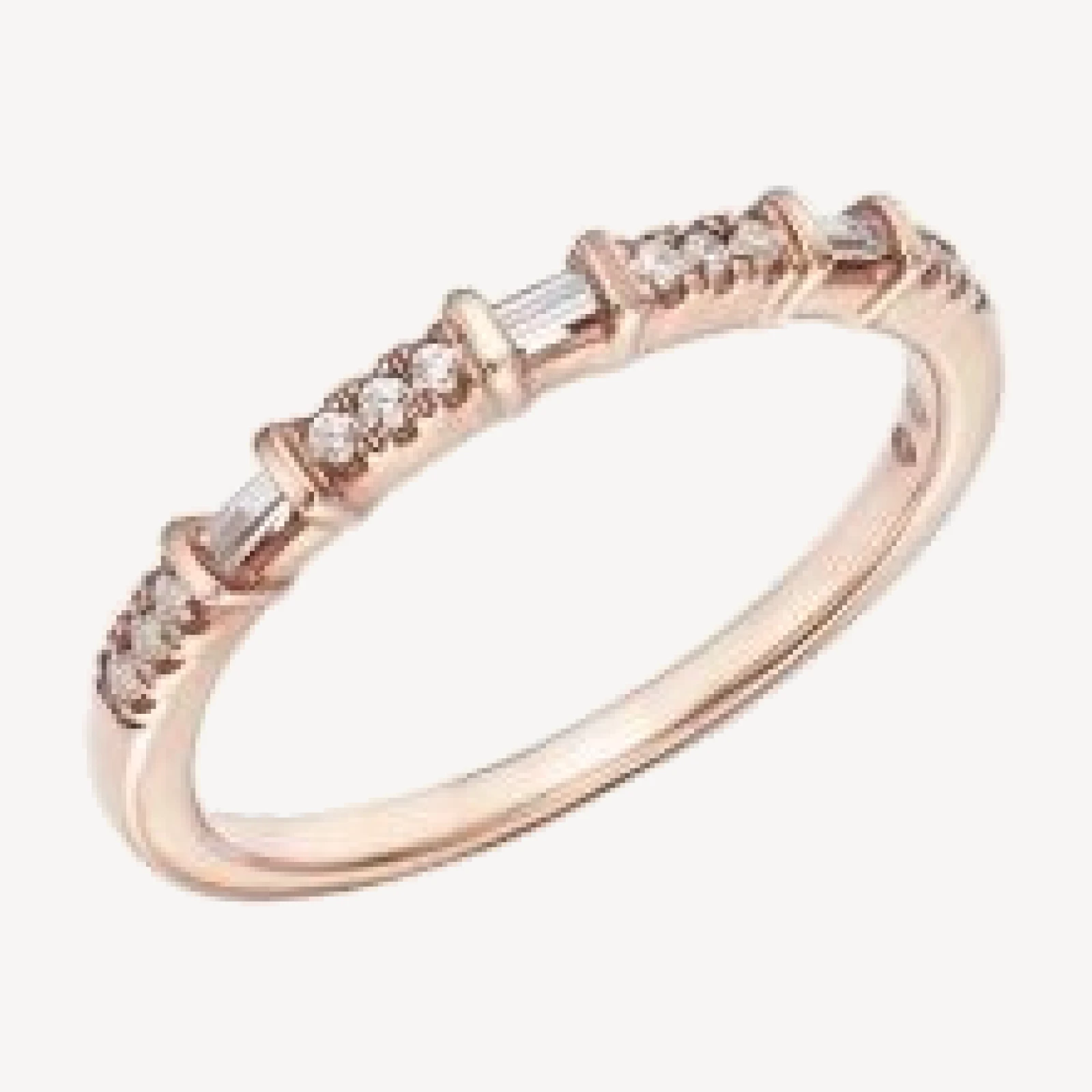 Bloomingdale's Fine Collection Diamond Baguette & Round Narrow Band in 14K Gold, 0.12 tcw
