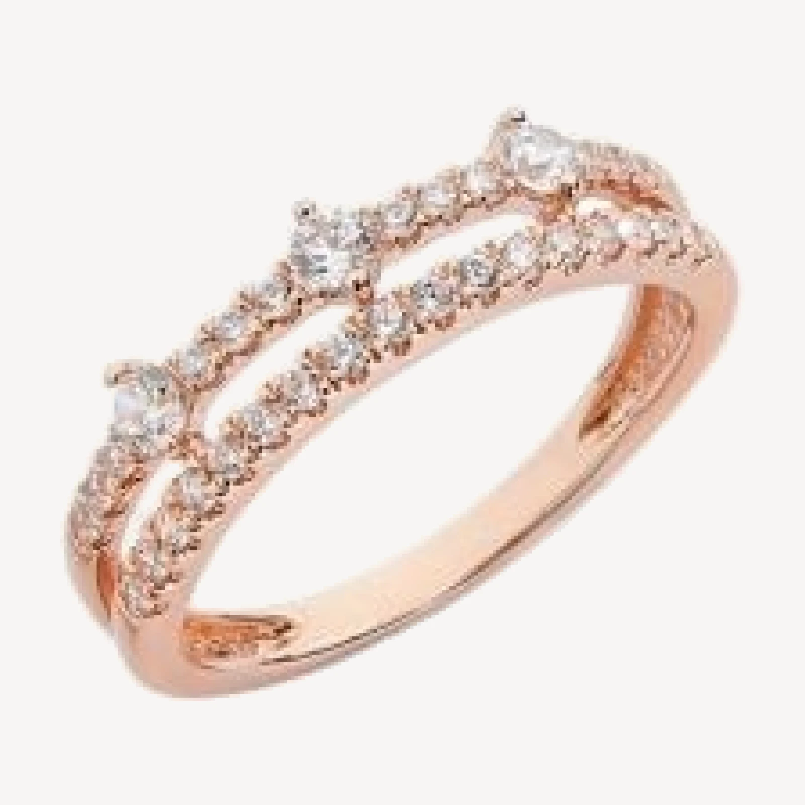 Bloomingdale's Fine Collection Diamond Double Row Ring in 14K Rose Gold, 0.48 tcw