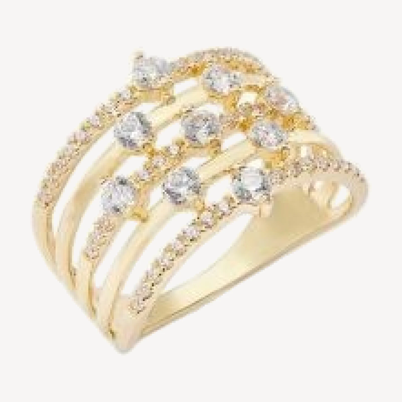 Bloomingdale's Fine Collection Diamond Multirow Statement Ring in 14K Yellow Gold, 1.0 tcw