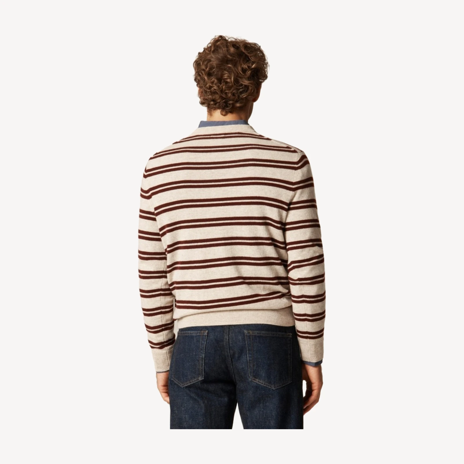 Cashmere crewneck sweater in double stripe