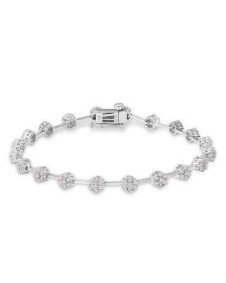 Bloomingdale's Fine Collection Diamond Flower Cluster Link Bracelet in 14K White Gold, 2.0 tcw