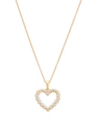 Bloomingdale's Fine Collection Diamond Classic Heart Pendant Necklace in 14K Yellow Gold, 0.25 tcw