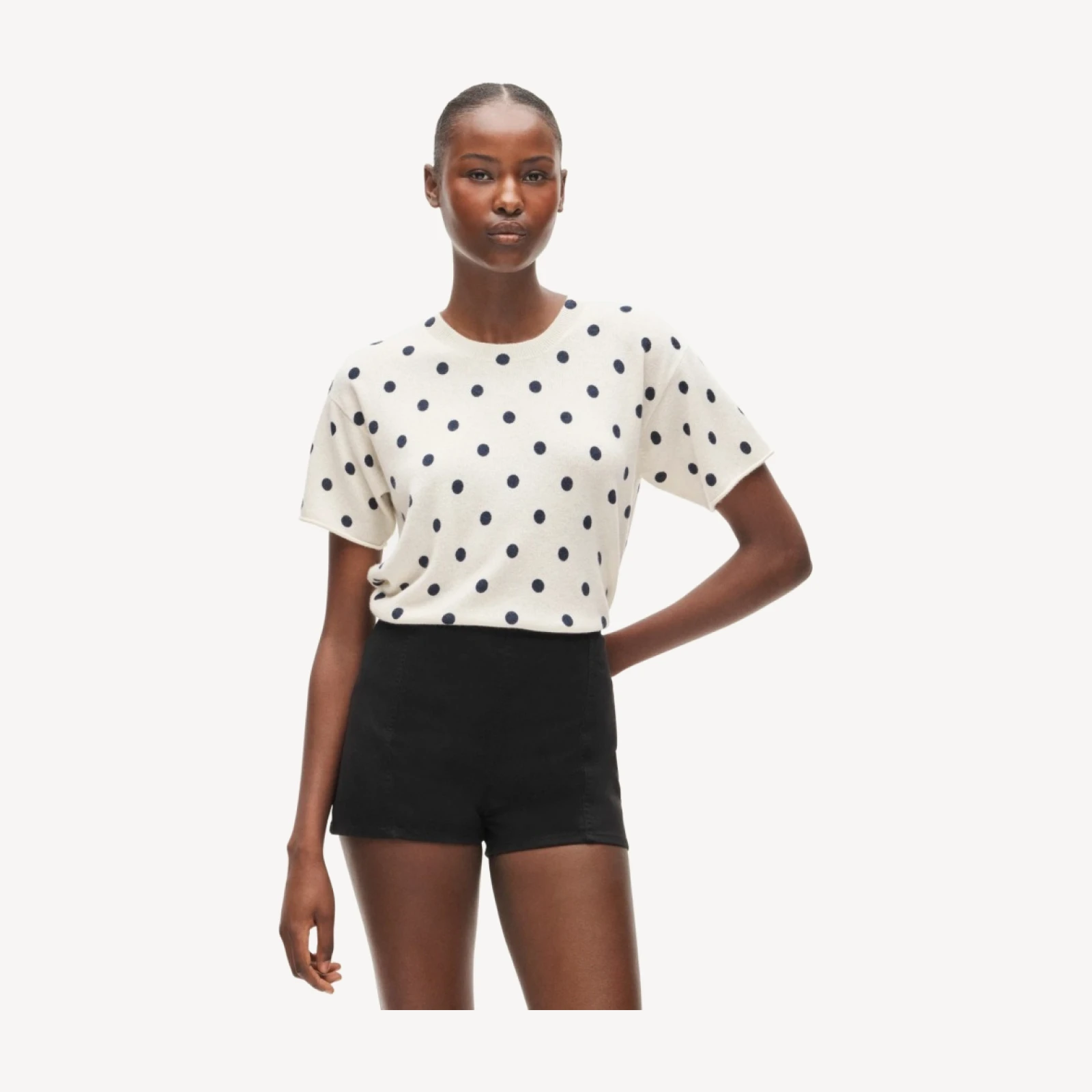 Cashmere relaxed T-shirt in dot print
