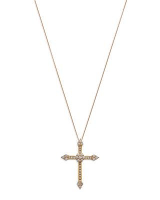 Bloomingdale's Fine Collection Diamond Cross Pendant Necklace in 14K Yellow Gold, 1.0 tcw