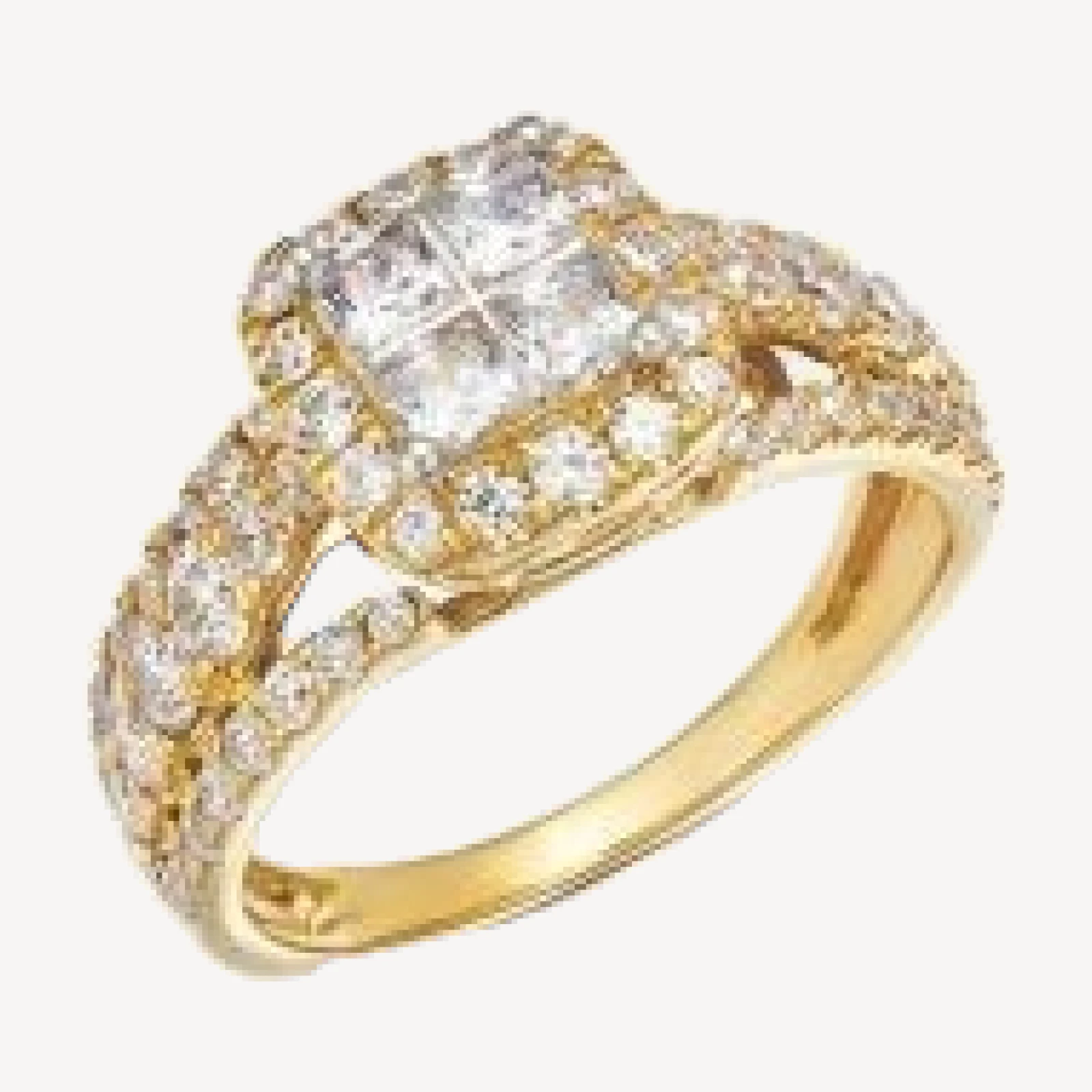 Bloomingdale's Fine Collection Diamond Princess & Round Halo Ring in 14K Yellow Gold, 1.50 tcw