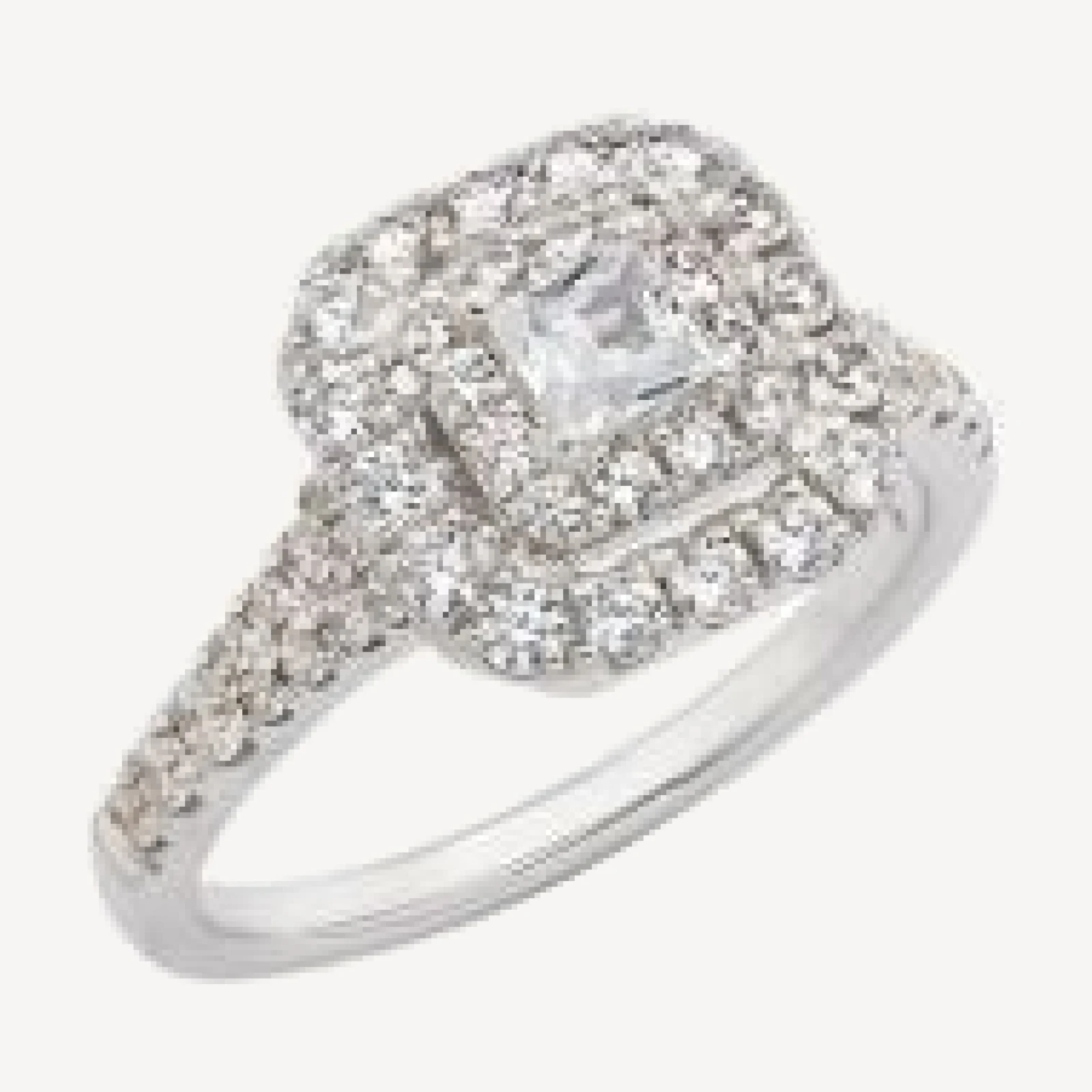 Bloomingdale's Fine Collection Diamond Princess & Round Double Halo Ring in 14K White Gold, 1.0 tcw