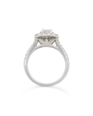 Bloomingdale's Fine Collection Diamond Princess & Round Double Halo Ring in 14K White Gold, 1.0 tcw