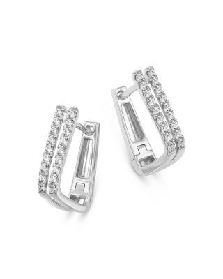 Bloomingdale's Fine Collection Diamond Huggie Hoop Earrings in 14K White Gold, 0.25 tcw