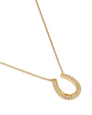 Bloomingdale's Fine Collection Diamond Horseshoe Pendant Necklace in 14K Yellow Gold, 0.25 tcw