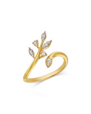 Bloomingdale's Fine Collection Diamond Leaf Bypass Ring in 14K Yellow Gold, 0.20 tcw