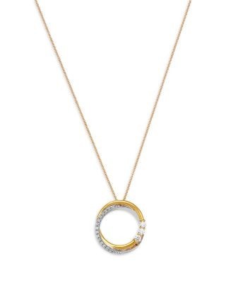 Bloomingdale's Fine Collection Diamond Circle Pendant Necklace in 14K Two Tone Gold, 0.25 tcw