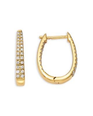Bloomingdale's Fine Collection Diamond Double Row Oval Hoop Earrings in 14K Yellow Gold, 0.50 tcw