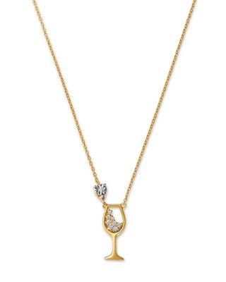 Bloomingdale's Fine Collection Diamond Wine Glass Pendant Necklace in 14K Yellow Gold, 0.10 tcw