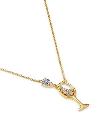 Bloomingdale's Fine Collection Diamond Wine Glass Pendant Necklace in 14K Yellow Gold, 0.10 tcw