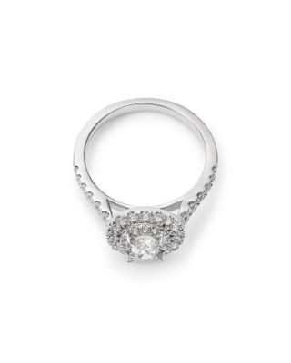 Bloomingdale's Fine Collection Diamond Oval & Round Double Halo Engagement Ring in 14K White Gold, 1.0 tcw